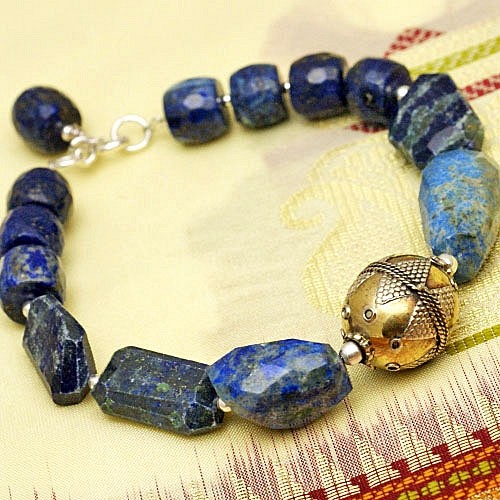 Bransoletka z lapis lazuli i srebra: Turkmenka