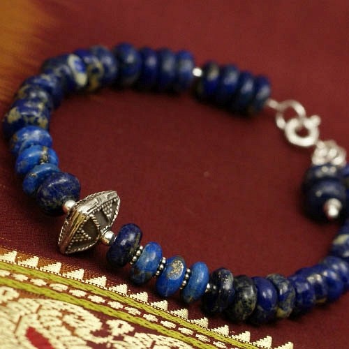 Bransoletka z lapis lazuli i srebra