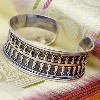 Etniczna srebrna bransoletka bangla