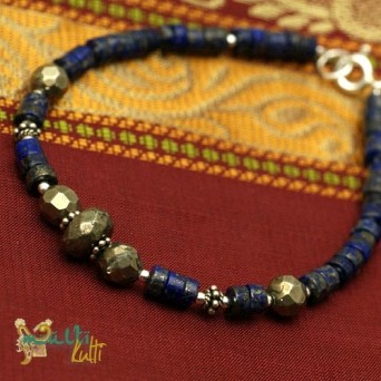 Lapis lazuli z pirytem - bransoletka