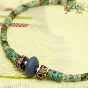 Męska biżuteria: turkus afrykański, Murano, lapis