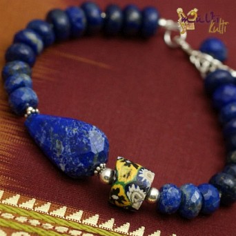 Lapis lazuli i Millefiori bransoletka
