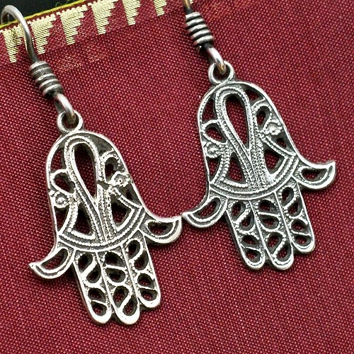 Hamsa, srebrne kolczyki