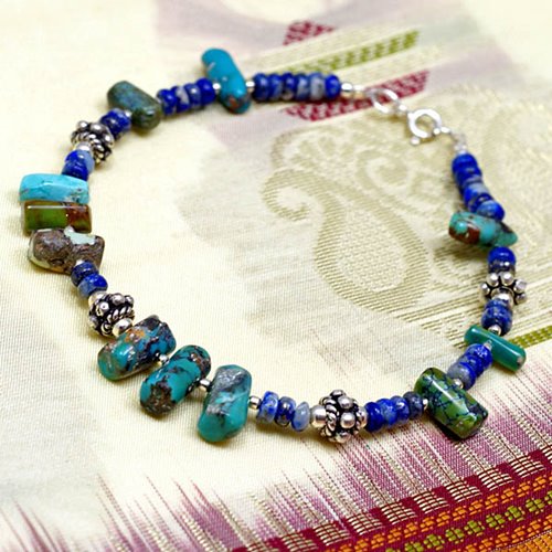 Boho bransoletka z turkusu i lapis lazuli