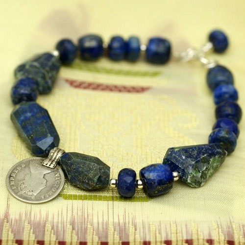 Bransoletka: Lapis lazuli z monetą