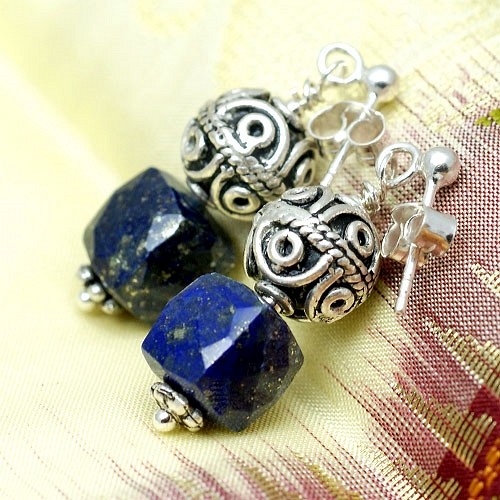 Kolczyki z lapis lazuli i srebra