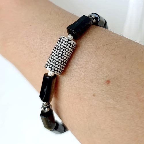 Czarna męska bransoletka obsydian