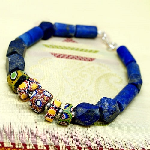 Murano i lapis lazuli. Bransoletka męska