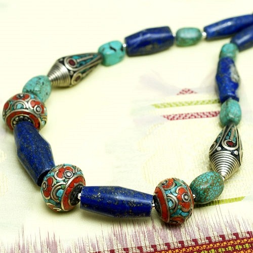 Naszyjnik nepalski z lapis lazuli