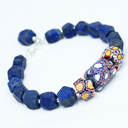Bransoletka lapis lazuli ze szkłem Murano