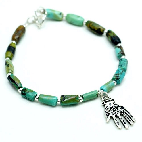 Hamsa: Bransoletka z turkusów (unisex)
