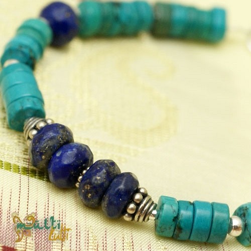 Bransoletka boho: turkus i lapis lazuli