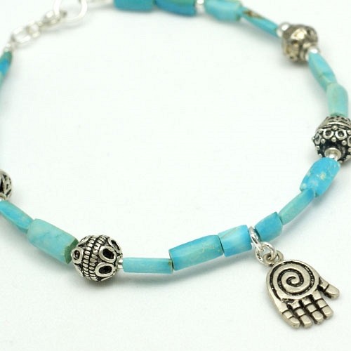 Turkusowa bransoletka - Hamsa
