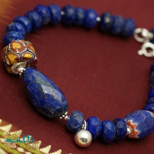 Bransoletka lapis lazuli i Millefiori