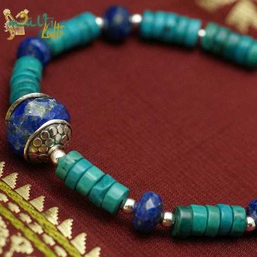 Bransoletka boho: turkus i duży lapis lazuli