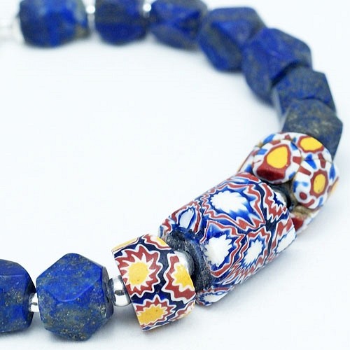 Bransoletka lapis lazuli ze szkłem Murano