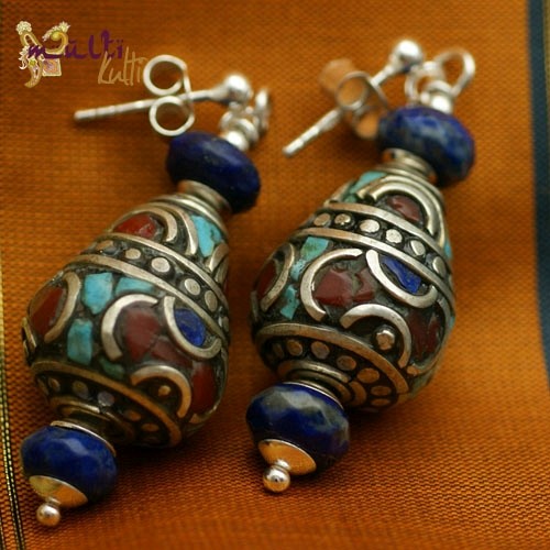 Kolczyki z Nepalu z lapis lazuli
