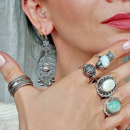 Orientalne duże kolczyki ze srebra