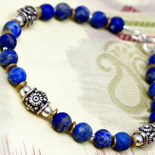 Etniczna męska bransoletka z lapis lazuli