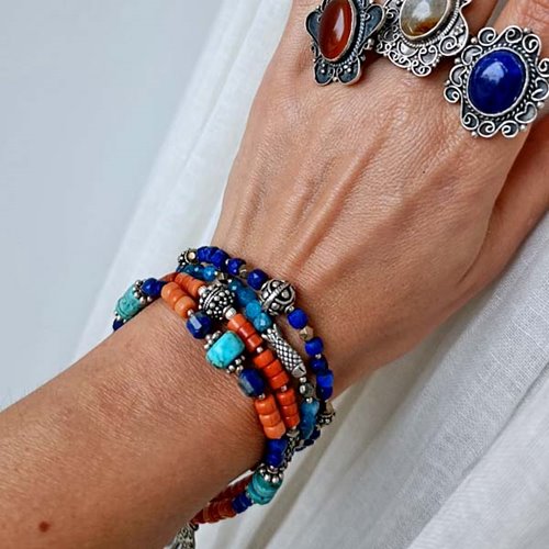 Damska bransoletka lapis lazuli i srebro