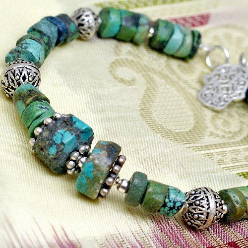 Ręka Fatimy. Bransoletka z turkusu. Unisex