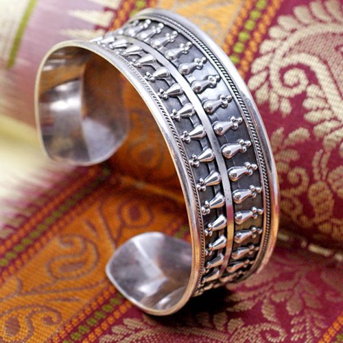 Etniczna srebrna bransoletka bangla