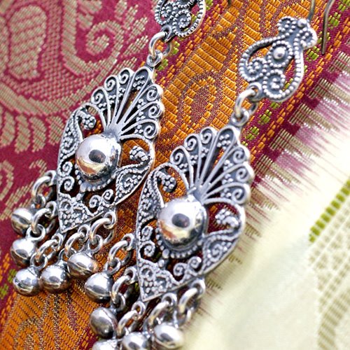 Orientalne duże kolczyki ze srebra