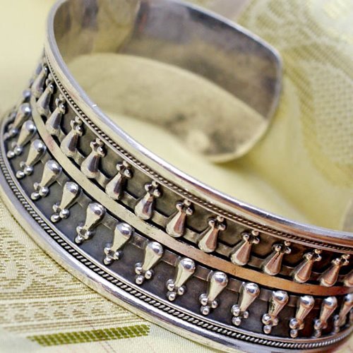 Etniczna srebrna bransoletka bangla