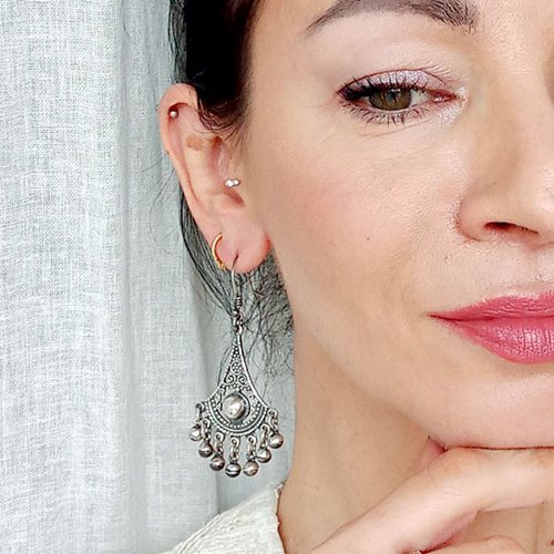 Duże wiszące kolczyki wachlarze