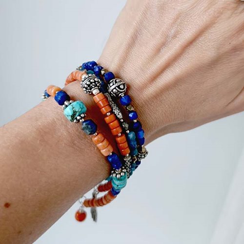 Damska bransoletka lapis lazuli i srebro