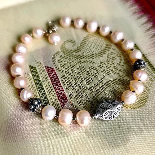 Bransoletka z pereł i srebra