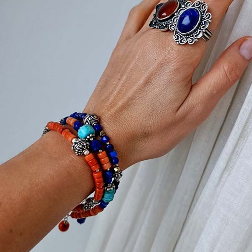 Damska bransoletka lapis lazuli i srebro