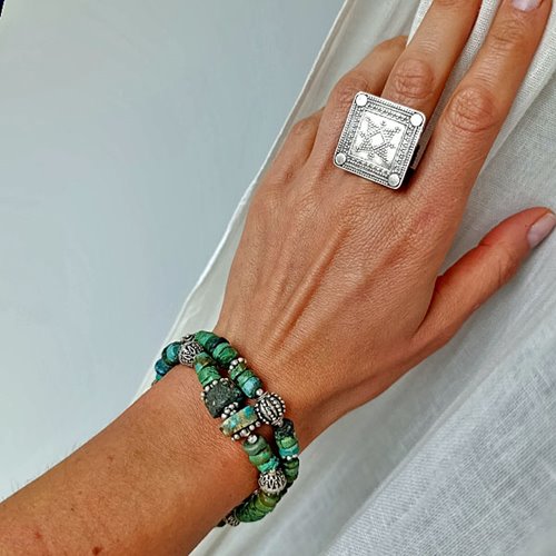 Ręka Fatimy. Bransoletka z turkusu. Unisex