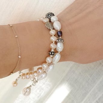 Bransoletka z pereł i srebra