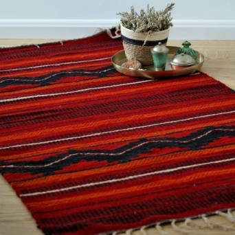 Beduin: ręcznie tkany, czerwony kilim, chodnik