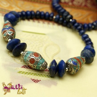 Naszyjnik nepalski z lapis lazuli