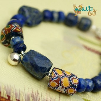 Bransoletka lapis lazuli i Millefiori