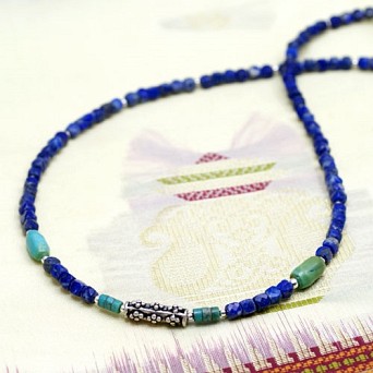 Etniczny naszyjnik z lapis lazuli. Unisex