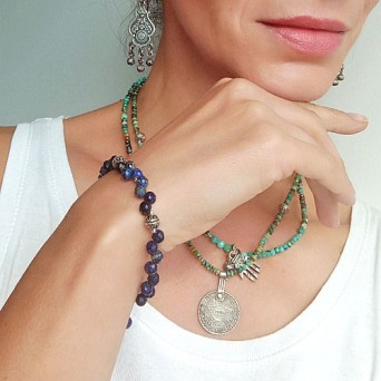 Elegancka bransoletka z lapis lazuli i srebra