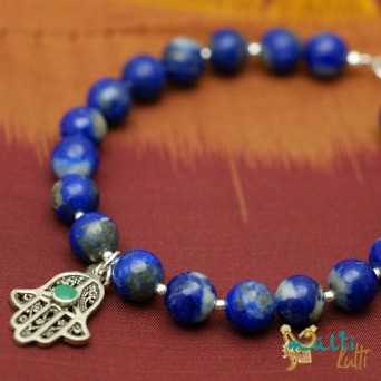 Hamsa: bransoletka z kulek lapis lazuli