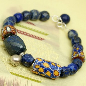 Bransoletka lapis lazuli i Millefiori