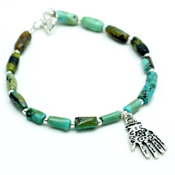 Hamsa: Bransoletka z turkusów (unisex)