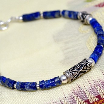Męska etniczna bransoletka z lapis lazuli