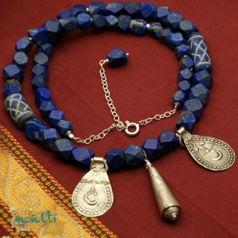 Afgańsko - beduiński naszyjnik z lapis lazuli