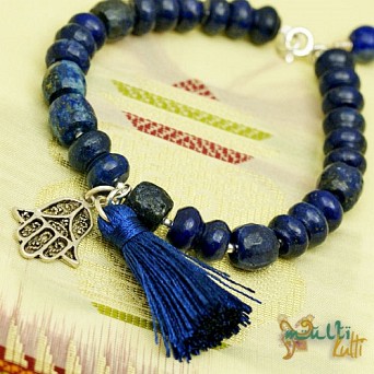 Hamsa: lapis lazuli, amulet i chwost; bransoletka