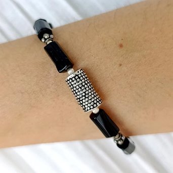 Czarna męska bransoletka obsydian