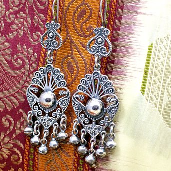 Orientalne duże kolczyki ze srebra