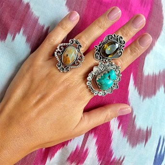 Duży pierścionek z turkusem