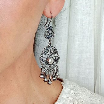 Orientalne duże kolczyki ze srebra