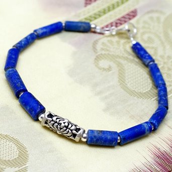 Etniczna bransoletka lapis lazuli i srebro